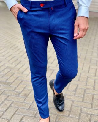 Синие зауженные мужские брюки. Арт.:6-1032-3