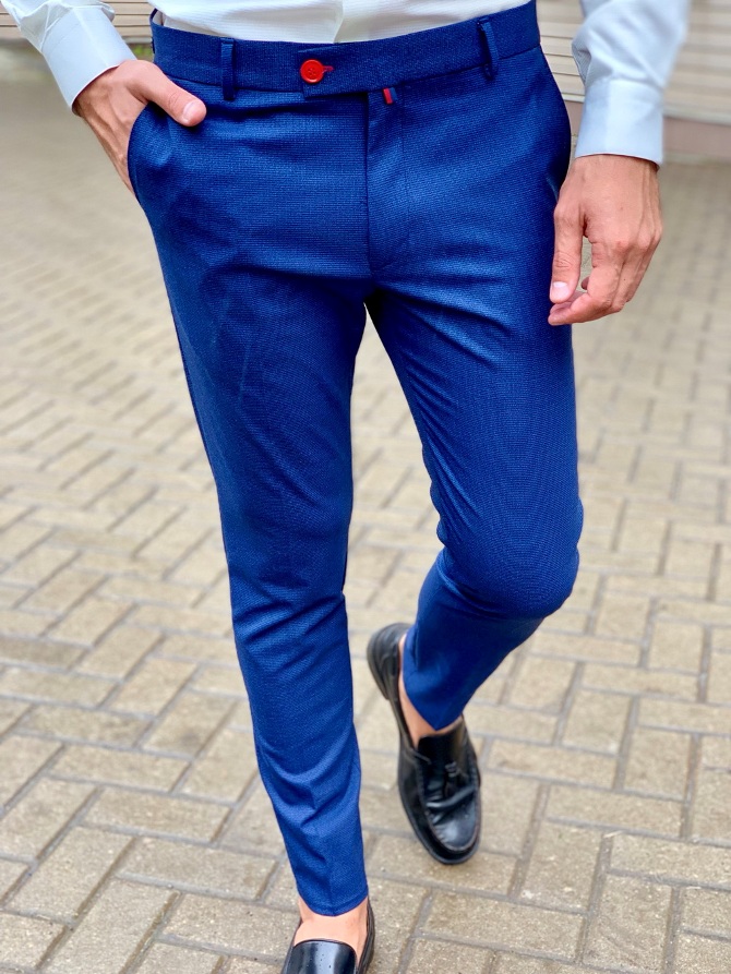 Синие зауженные мужские брюки. Арт.:6-1032-3 – купить в магазине мужскойодежды Smartcasuals