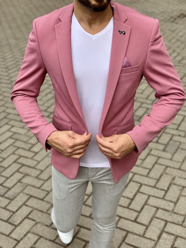 Розовый мужской пиджак. Арт.:2-1044-1