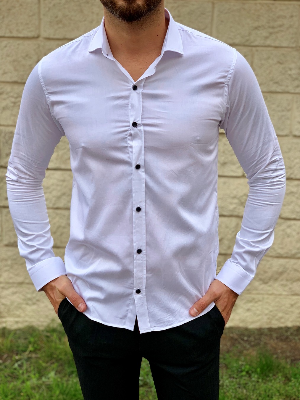 Белая мужская рубашка супер слим. Арт.:4-1048-8