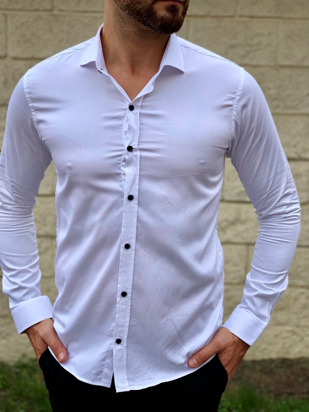 Белая мужская рубашка супер слим. Арт.:4-1048-8