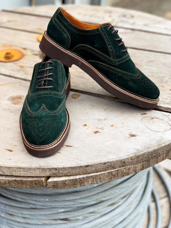 Стильная замшевая обувь зеленого цвета. Арт.: 14-1104