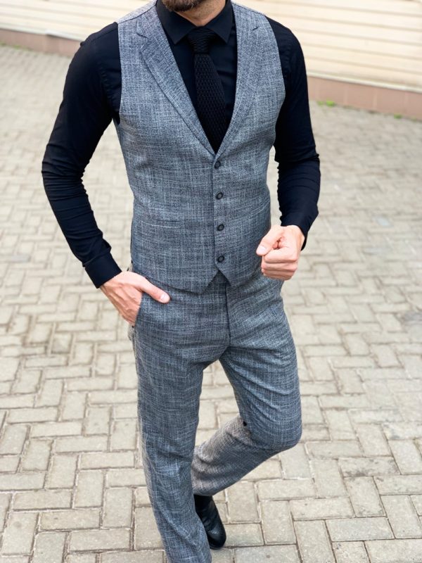 Мужской костюм брюки + жилет серого цвета. Арт.:4-1131-5
