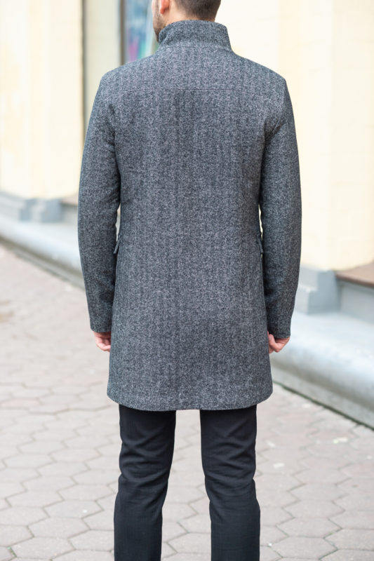 Зимнее мужское пальто серого цвета. Арт.:1-1202-10