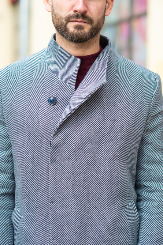Зимнее мужское пальто в светлом цвете. Арт.:1-1206-3