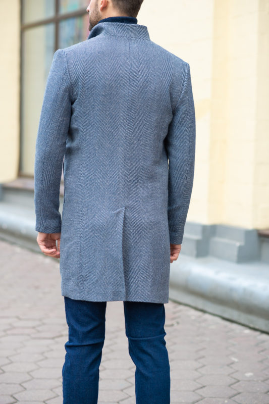 Шерстяное зимнее пальто синего оттенка. Арт.:1-1208-3