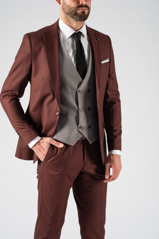 Мужской костюм-тройка коричневого цвета. Арт.:4-1217-3