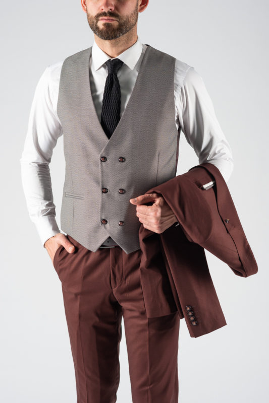 Мужской костюм-тройка коричневого цвета. Арт.:4-1217-3