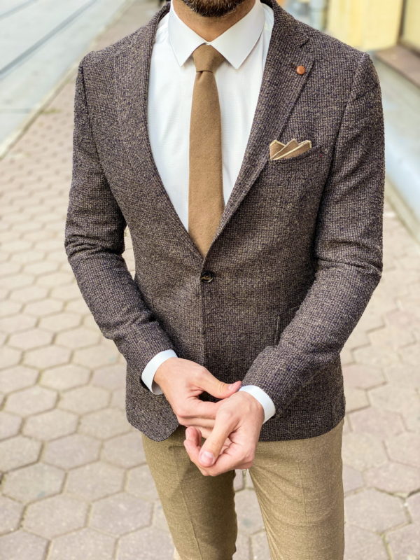 Мужской пиджак коричневого цвета. Арт.:2-1258-3
