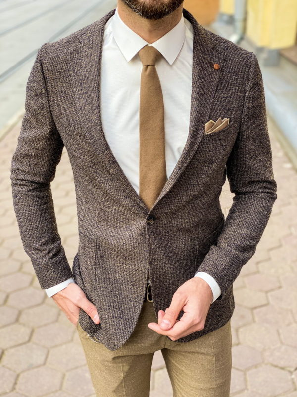Мужской пиджак коричневого цвета. Арт.:2-1258-3