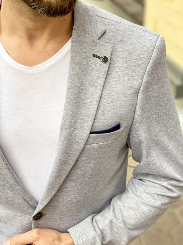 Трикотажный пиджак серого цвета. Арт.:2-1262-2