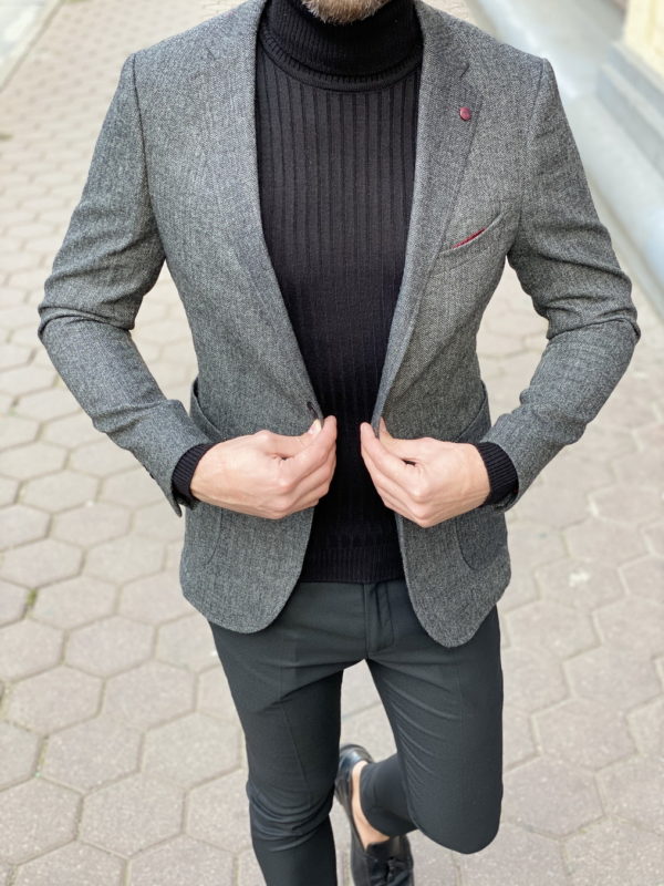 Мужской серый кэжуал пиджак. Арт.:2-1252-3