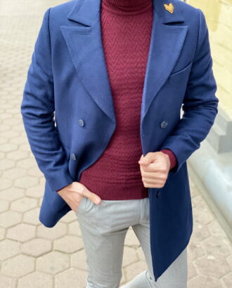 Демисезонное пальто синего цвета. Арт.:1-1266-3