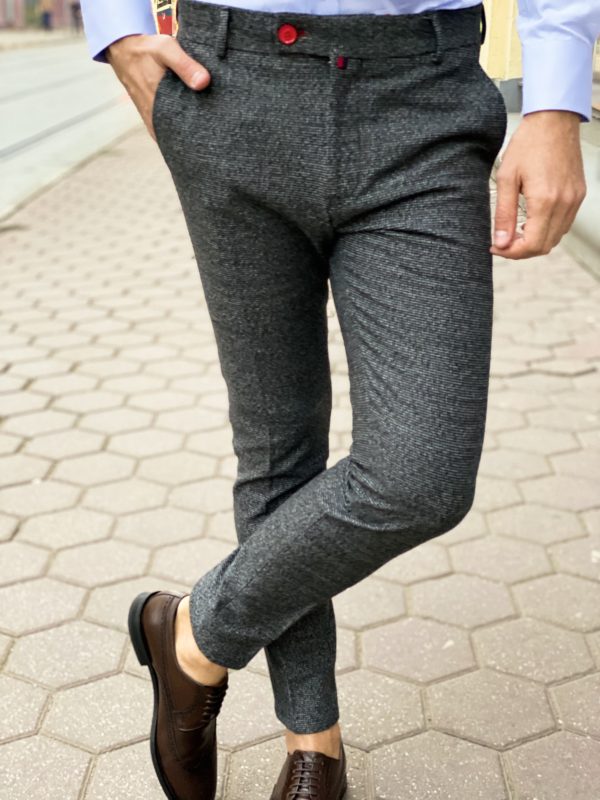 Зауженные мужские брюки серого цвета. Арт.:6-1272-3