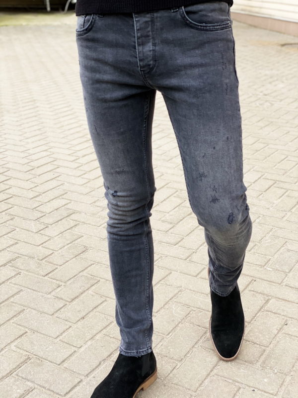 Зауженные мужские джинсы серого цвета. Арт.:7-1306