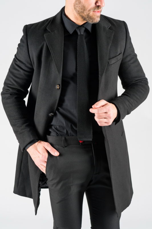 Зимнее мужское пальто черного цвета. Арт.:1-1309-10