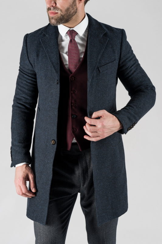 Зимнее классическое пальто синего цвета. Арт.:1-1311-10