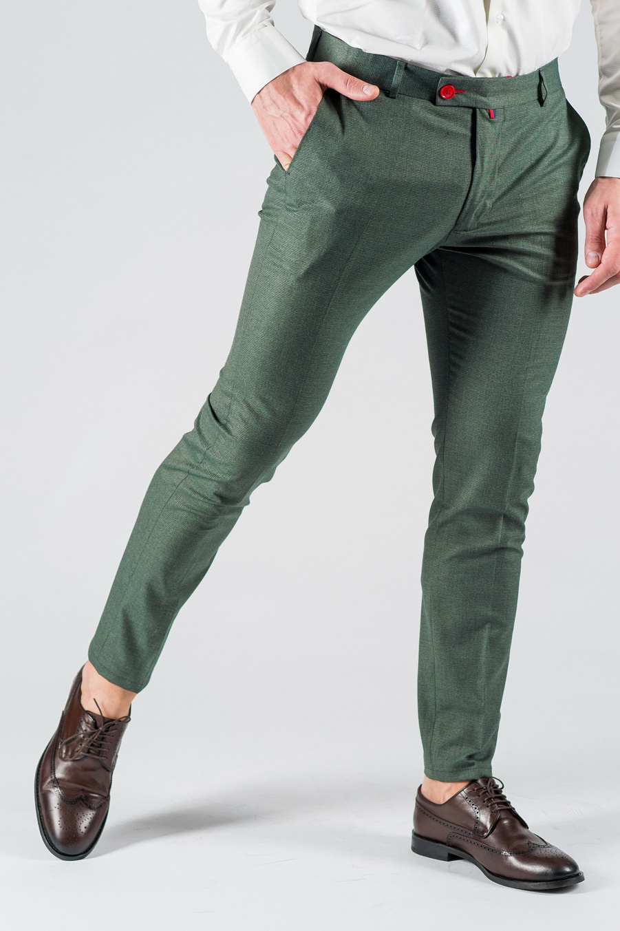 Зауженные мужские брюки зеленого цвета. Арт.:6-1325-3 – купить в магазинемужской одежды Smartcasuals