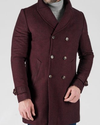 Зимнее мужское бордовое пальто. Арт.:1-1312-10