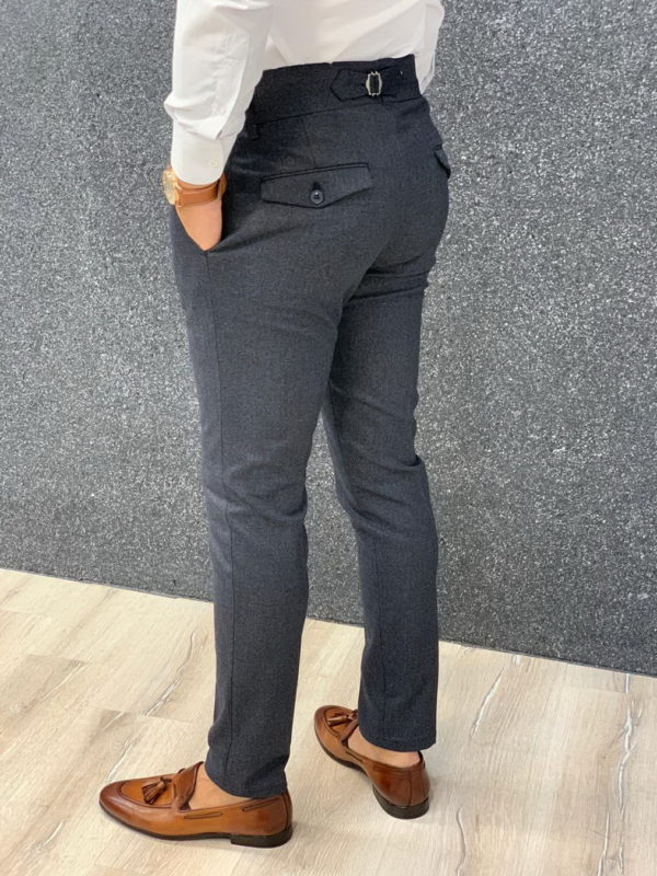 Стильные мужские брюки серого цвета на ремешках. Арт.:6-1324-3