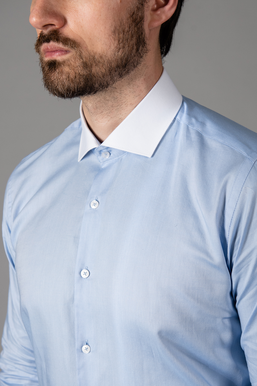 Мужская рубашка slim fit голубого цвета. Арт.:5-1449-3