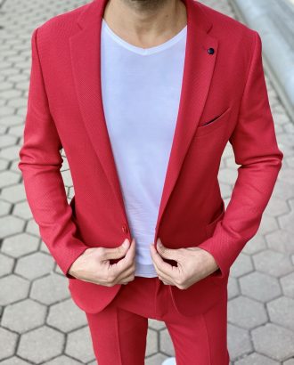 Красный мужской костюм-двойка. Арт.:4-1510-3