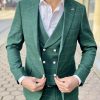 Зеленый мужской костюм-тройка в клетку. Арт.:4-1511-5