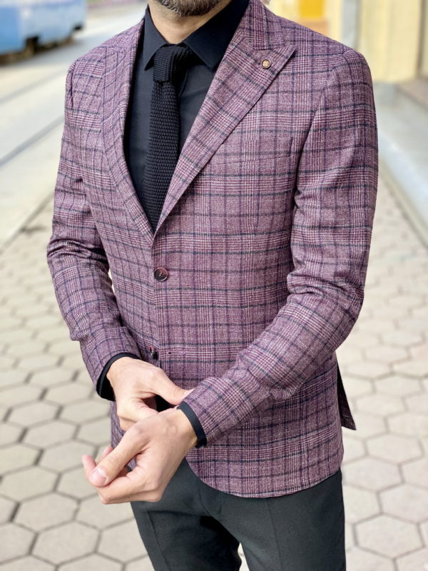 Мужской фиолетовый приталенный пиджак. Арт.:2-1512-8