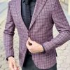 Мужской фиолетовый приталенный пиджак. Арт.:2-1512-8