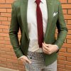 Приталенный мужской пиджак зеленого цвета. Арт.:2-1515-5