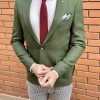 Приталенный мужской пиджак зеленого цвета. Арт.:2-1515-5