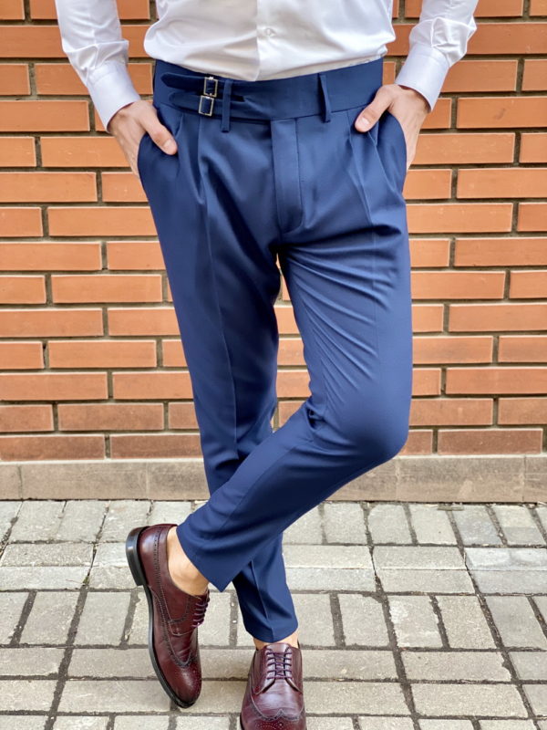 Синие брюки с широким поясом. Арт.:6-1519-3