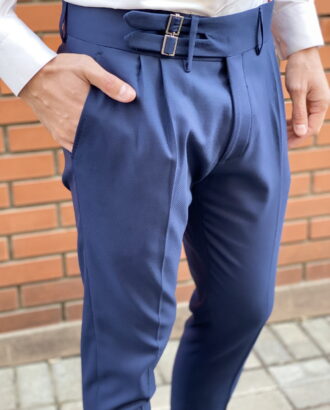 Синие брюки с широким поясом. Арт.:6-1519-3