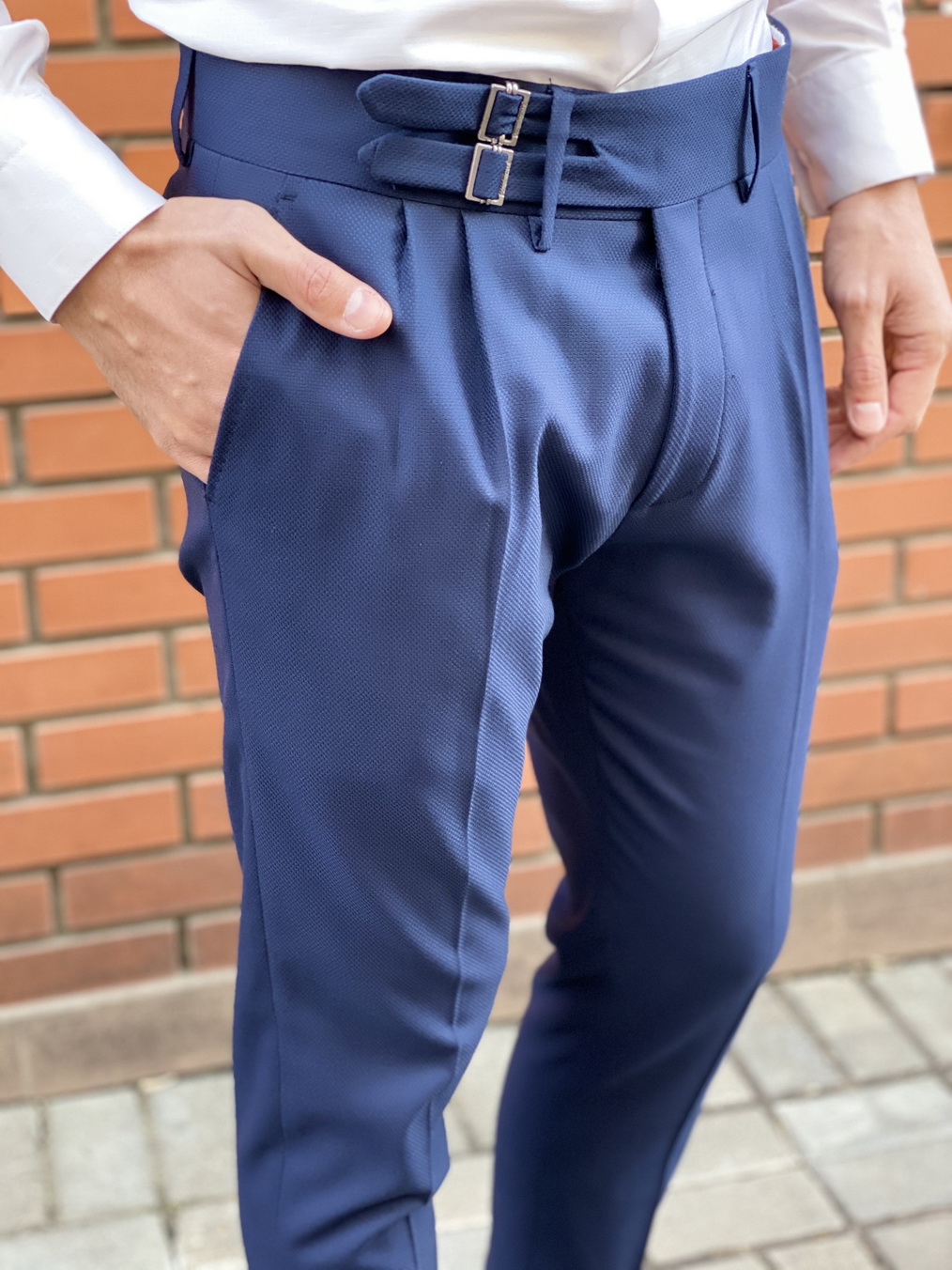 Синие брюки с широким поясом. Арт.:6-1519-3 – купить в магазине мужскойодежды Smartcasuals