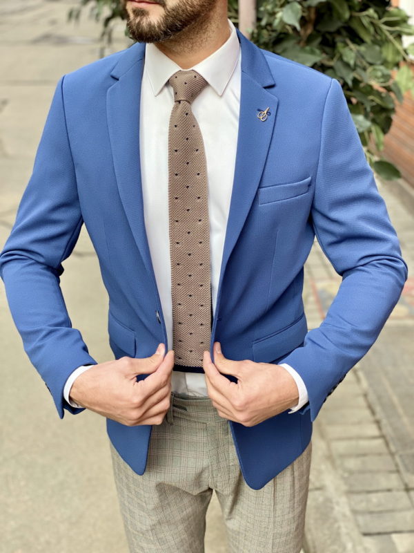 Приталенный пиджак синего цвета. Арт.:2-1521-2