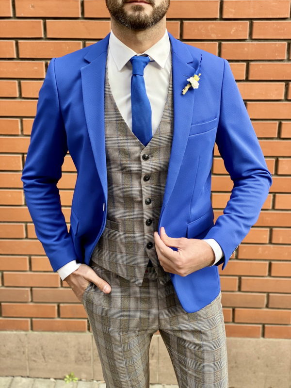 Синий приталенный пиджак. Арт.:2-1520-2