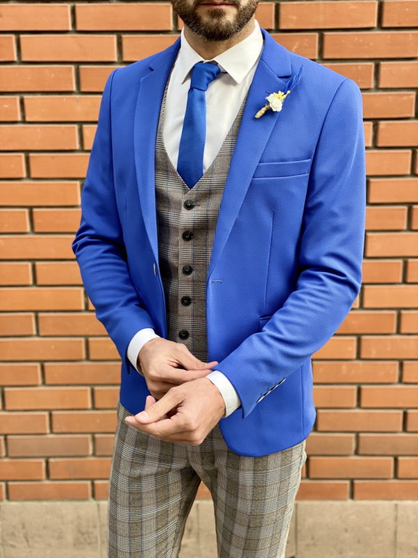 Синий приталенный пиджак. Арт.:2-1520-2