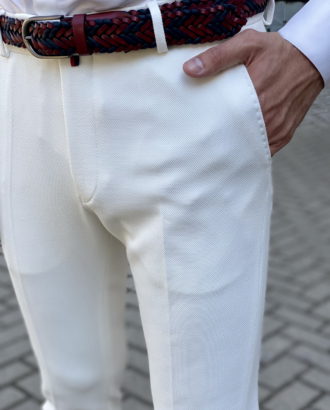 Зауженные брюки белого цвета. Арт.:6-1642-3