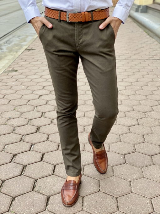 Зеленые мужские брюки чинос. Арт.:6-1669-2