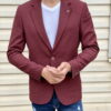 Бордовый пиджак в кэжуал стиле. Арт.:2-1816-5