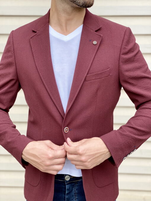 Бордовый пиджак в кэжуал стиле. Арт.:2-1816-5