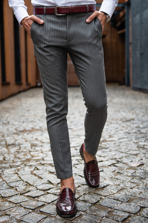 Серые мужские брюки в полоску. Арт.:6-1751-3