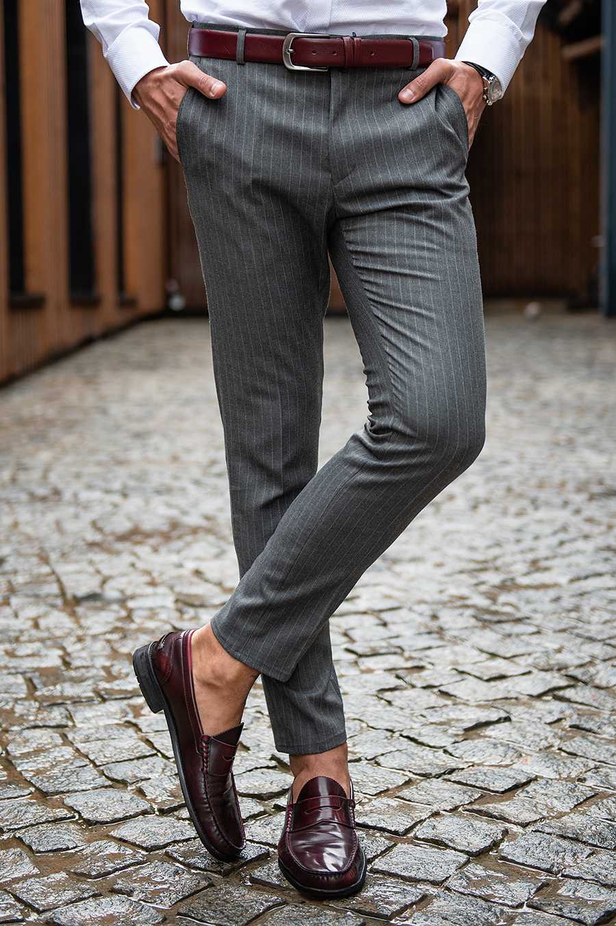 Серые мужские брюки в полоску. Арт.:6-1751-3 – купить в магазине мужскойодежды Smartcasuals