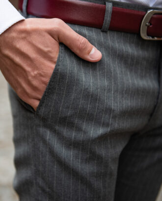 Серые мужские брюки в полоску. Арт.:6-1751-3