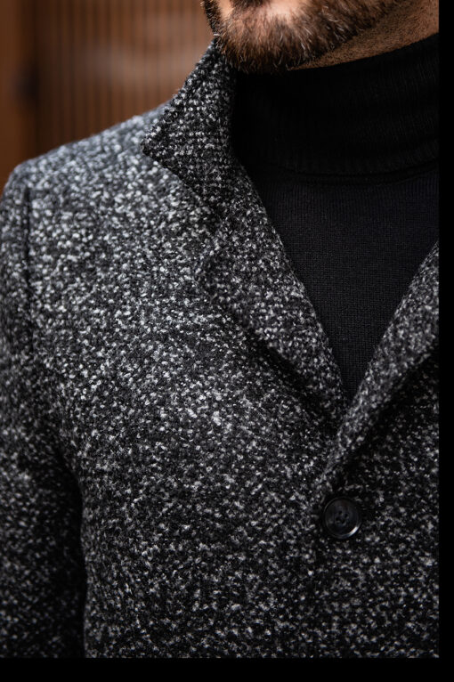 Стильное пальто серого цвета на еврозиму. Арт.:1-1777-2