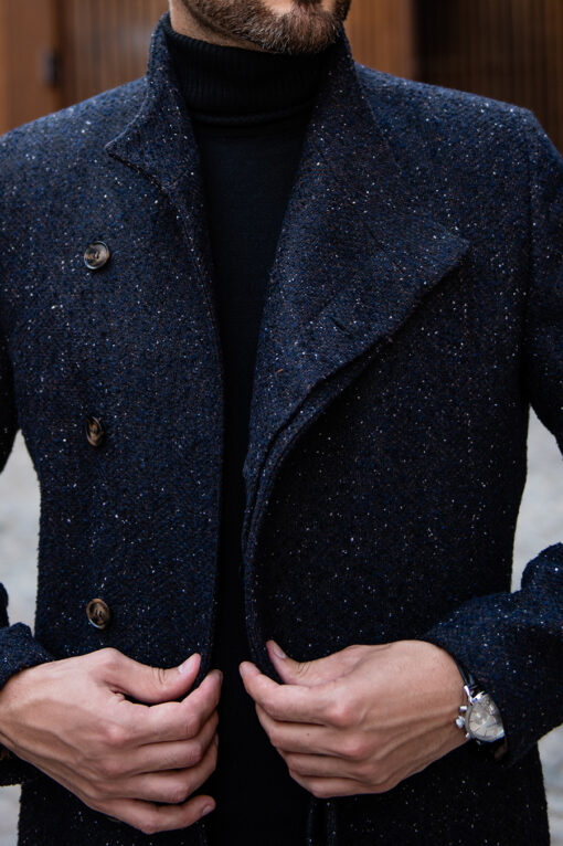 Стильное пальто со скошенным бортом серого цвета. Арт.:1-1783-2
