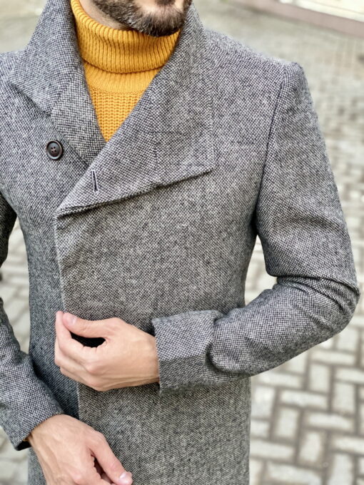 Мужское пальто серого цвета. Арт.:1-1820-2