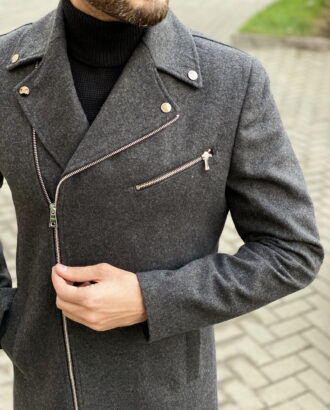 Стильное пальто с косым бортом. Арт.:1-1827-2