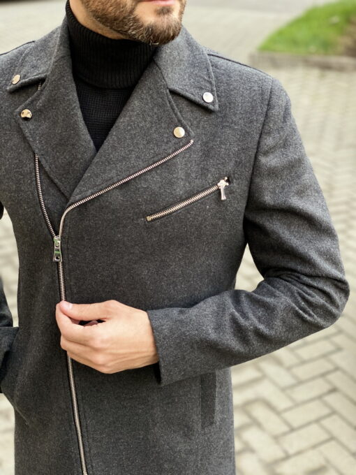 Стильное пальто с косым бортом. Арт.:1-1827-2