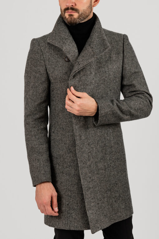 Мужское пальто серо-коричневого цвета. Арт.:1-1837-2